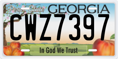 GA license plate CWZ7397