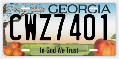 GA license plate CWZ7401