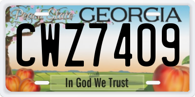 GA license plate CWZ7409