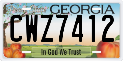 GA license plate CWZ7412