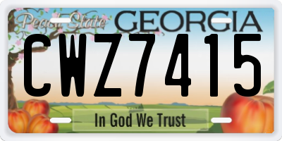GA license plate CWZ7415