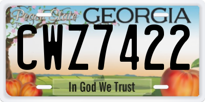GA license plate CWZ7422