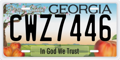 GA license plate CWZ7446