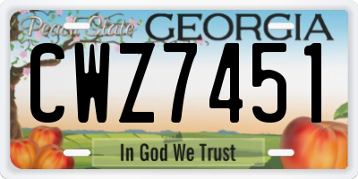 GA license plate CWZ7451
