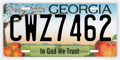 GA license plate CWZ7462