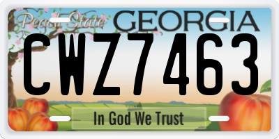 GA license plate CWZ7463