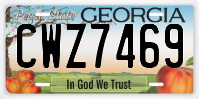 GA license plate CWZ7469