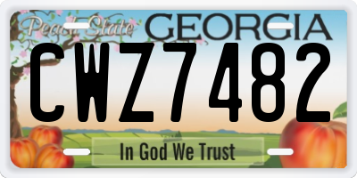 GA license plate CWZ7482