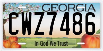 GA license plate CWZ7486