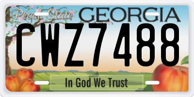 GA license plate CWZ7488