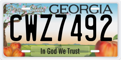 GA license plate CWZ7492