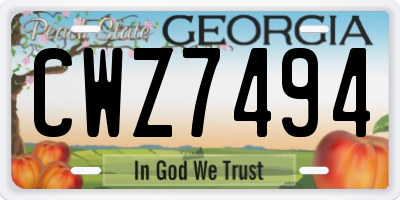 GA license plate CWZ7494