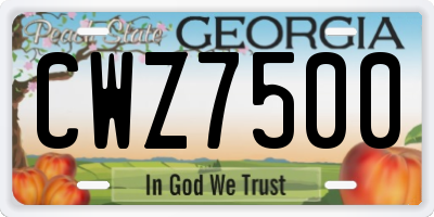 GA license plate CWZ7500