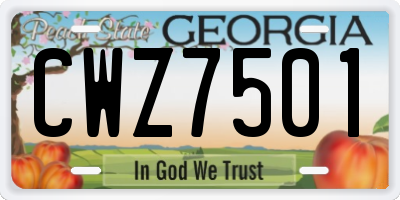 GA license plate CWZ7501