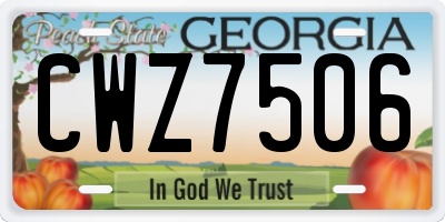 GA license plate CWZ7506