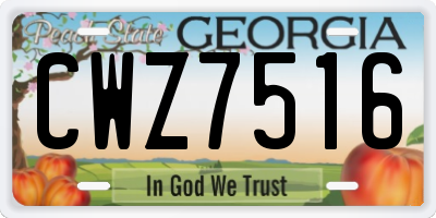GA license plate CWZ7516