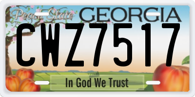 GA license plate CWZ7517