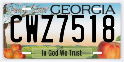 GA license plate CWZ7518