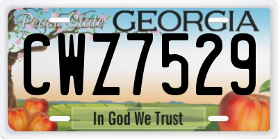 GA license plate CWZ7529