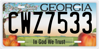 GA license plate CWZ7533