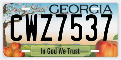 GA license plate CWZ7537