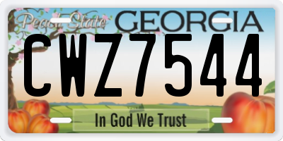 GA license plate CWZ7544