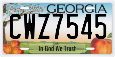 GA license plate CWZ7545