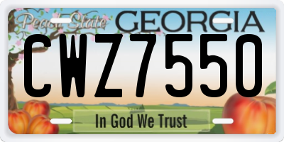 GA license plate CWZ7550