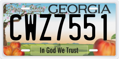 GA license plate CWZ7551