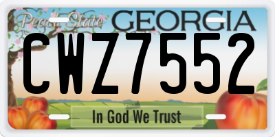 GA license plate CWZ7552