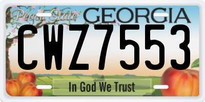 GA license plate CWZ7553
