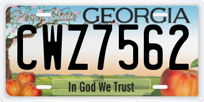 GA license plate CWZ7562
