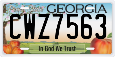 GA license plate CWZ7563