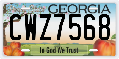 GA license plate CWZ7568