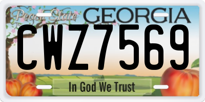 GA license plate CWZ7569