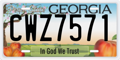 GA license plate CWZ7571