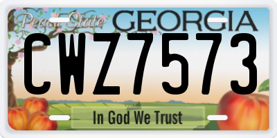 GA license plate CWZ7573