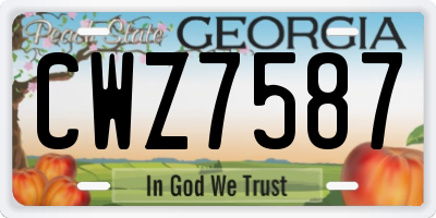 GA license plate CWZ7587