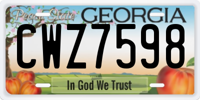 GA license plate CWZ7598