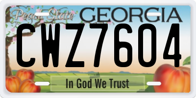 GA license plate CWZ7604