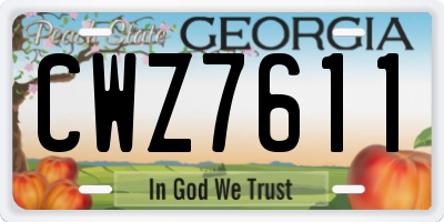 GA license plate CWZ7611