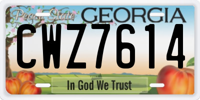 GA license plate CWZ7614