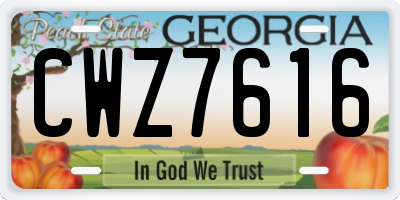 GA license plate CWZ7616