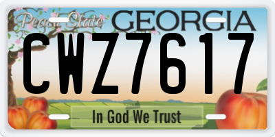 GA license plate CWZ7617