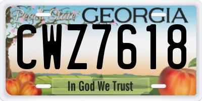 GA license plate CWZ7618