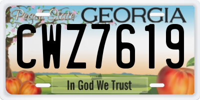 GA license plate CWZ7619