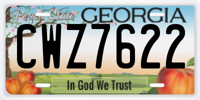 GA license plate CWZ7622