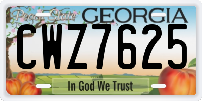 GA license plate CWZ7625