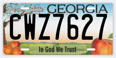 GA license plate CWZ7627