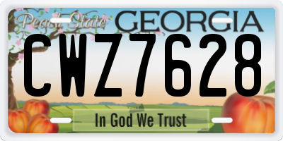 GA license plate CWZ7628